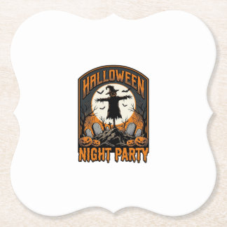 Halloween Scarecrow Shirt Vintage Graveyard Party_ Paper Coaster