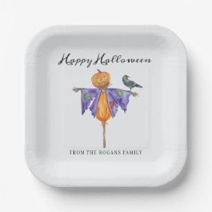 Halloween Scarecrow with Pumpkin Paper Plate