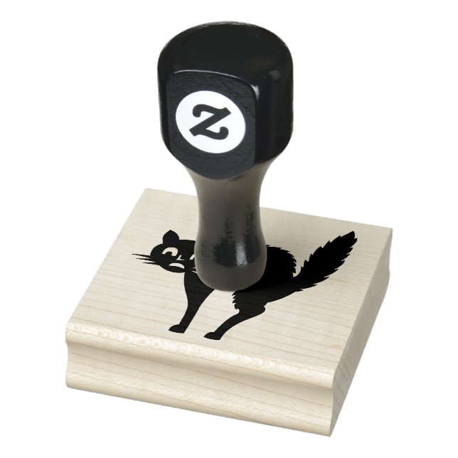 HALLOWEEN SCARED CAT RUBBER STAMP (Stamp)