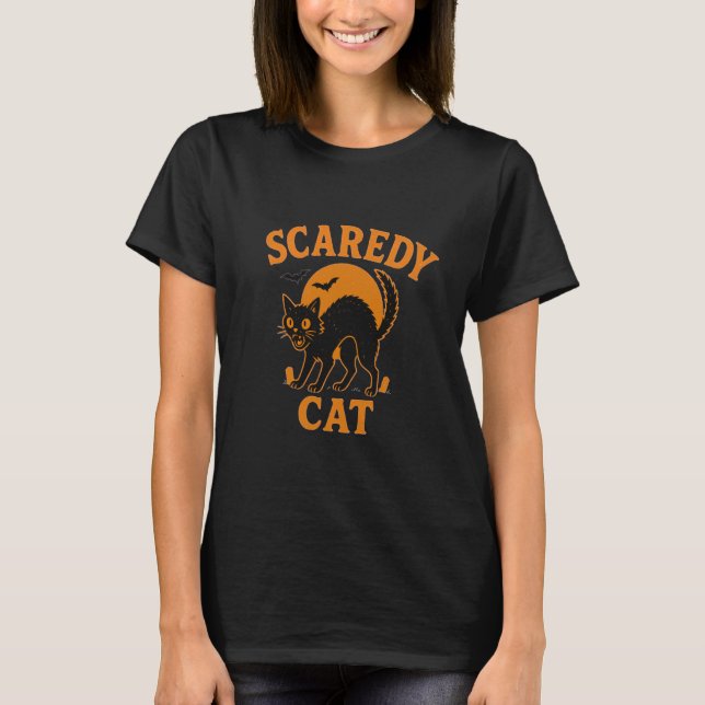 Halloween Scaredy Cat Design T-Shirt (Front)