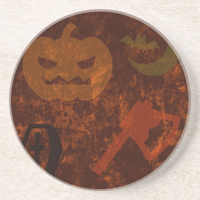 Halloween Scares on Eerie Background Coaster (Front)