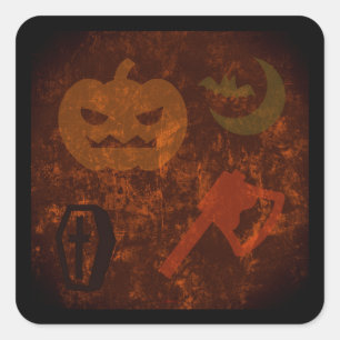 Halloween Scares on Eerie Background Square Sticker