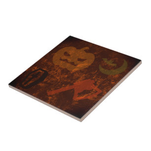 Halloween Scares on Eerie Background Tile