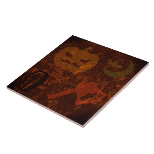 Halloween Scares on Eerie Background Tile (Side)