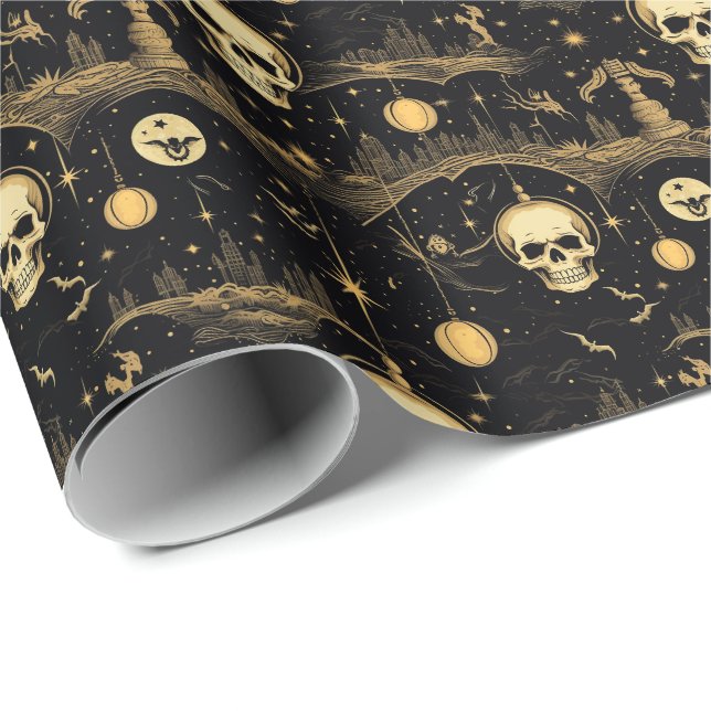  💀Halloween - scary 😱 black and yellow Wrapping Paper (Roll Corner)