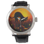 Halloween Scary Black Cat Glowing Eyes Watch