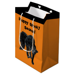 Halloween Scary Black Cat Spooky Holiday Cartoon Medium Gift Bag
