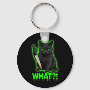 Halloween Scary Black Cats Funny Kitty What Bloody Key Ring
