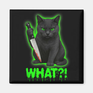 Halloween Scary Black Cats Funny Kitty What Bloody Magnet