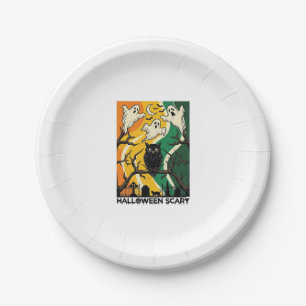 Halloween Scary Black Owl Ghosts Graveyard_1 Paper Plate