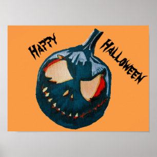HALLOWEEN SCARY BLACK PUMPKIN POSTER
