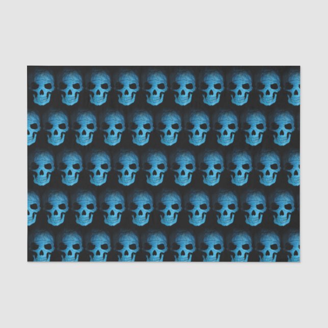 Halloween Scary Blue Night Skull Tissue Paper (Front)