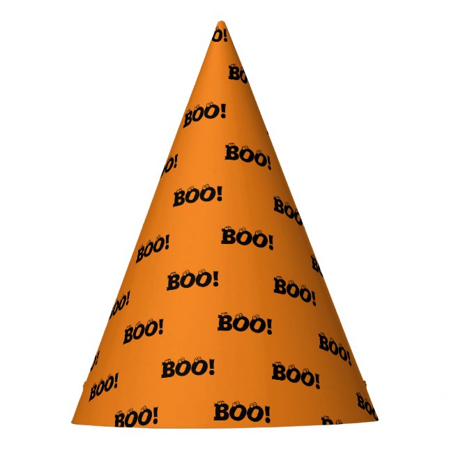 Halloween Scary Boo! eyeballs black orange funny Party Hat (Front)