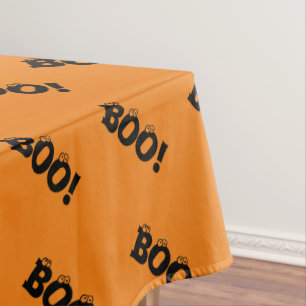 Halloween Scary Boo! eyeballs black orange funny Tablecloth