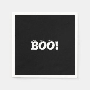 Halloween Scary Boo! eyeballs black white Napkin