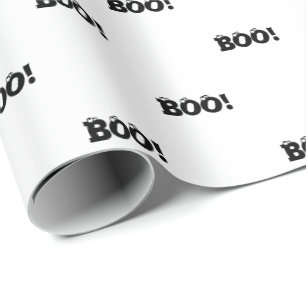 Halloween Scary Boo! eyeballs black white pattern Wrapping Paper