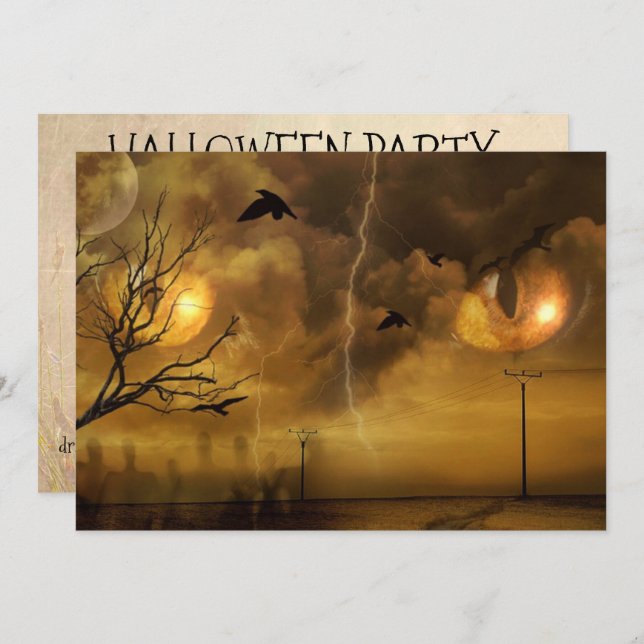 Halloween Scary Cat Eyes Party Invitation (Front/Back)
