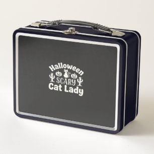 Halloween Scary Cat Lady_1 Metal Lunch Box