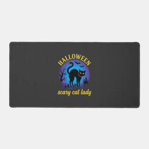 Halloween Scary Cat Lady Black Cat Desk Mat
