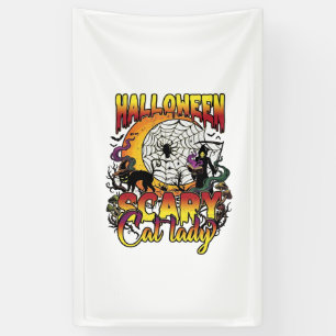 Halloween Scary Cat Lady Grim Reaper Moon Magic Bo Banner