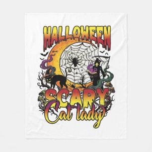 Halloween Scary Cat Lady Grim Reaper Moon Magic Bo Fleece Blanket