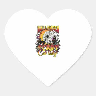 Halloween Scary Cat Lady Grim Reaper Moon Magic Bo Heart Sticker