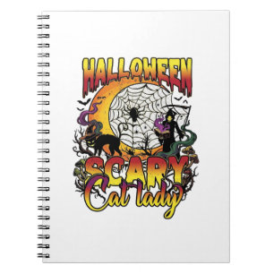 Halloween Scary Cat Lady Grim Reaper Moon Magic Bo Notebook