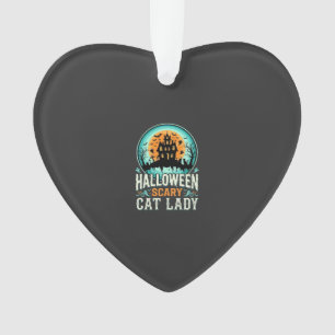 Halloween Scary Cat Lady Haunted House Design_1 Ornament