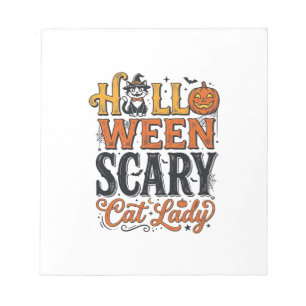 Halloween Scary Cat Lady Vintage Cat Shirt Design_ Notepad