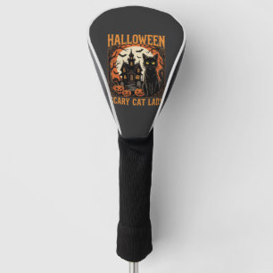 Halloween Scary Cat Lady Vintage Design Golf Head Cover