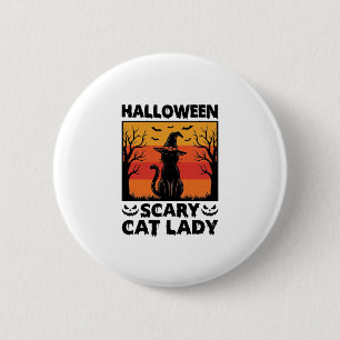 Halloween Scary Cat Lady Vintage Engraving Shirt D 6 Cm Round Badge