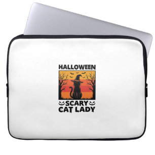 Halloween Scary Cat Lady Vintage Engraving Shirt D Laptop Sleeve