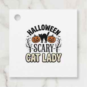 Halloween Scary Cat Lady Vintage Vector Design_1 Favour Tags