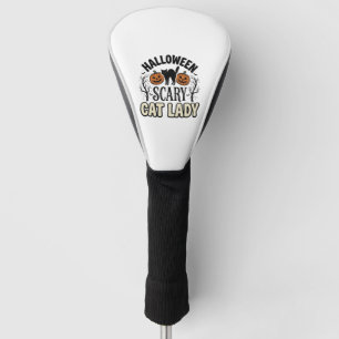 Halloween Scary Cat Lady Vintage Vector Design_1 Golf Head Cover