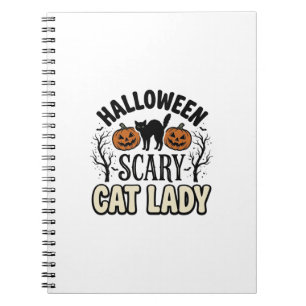Halloween Scary Cat Lady Vintage Vector Design_1 Notebook