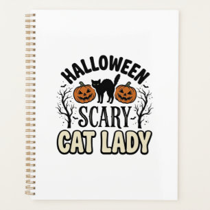 Halloween Scary Cat Lady Vintage Vector Design_1 Planner