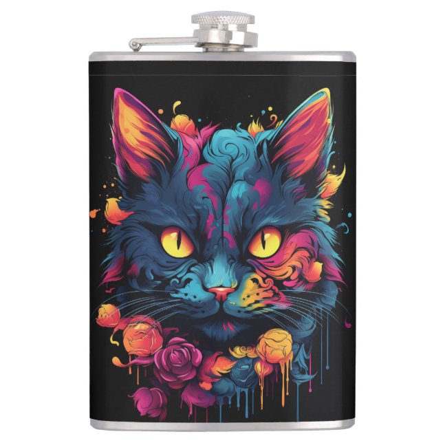 Halloween/Scary Cat/Witch/Wizard  Hip Flask (Front)
