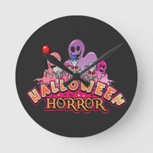 Halloween Scary Clowns Horror     Round Clock