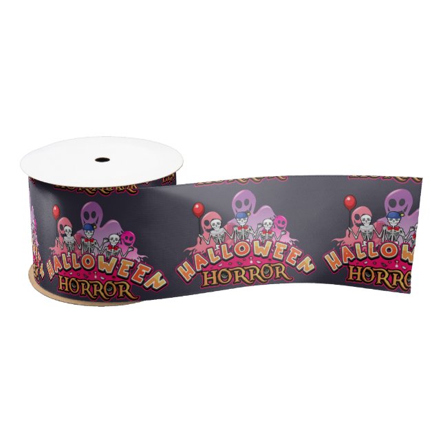 Halloween Scary Clowns Horror   Satin Ribbon (Spool)