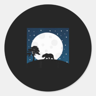 Halloween scary costume - bear on moon - animal classic round sticker