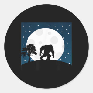 Halloween Scary Costume - Bigfoot On Moon Classic Round Sticker