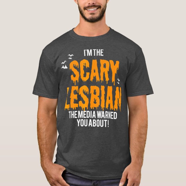 Halloween Scary Costume Lesbian s Lesbian Couple T-Shirt (Front)