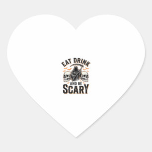 Halloween Scary Eat Drink And Be Scary Grim Reaper Heart Sticker
