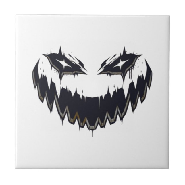 Halloween Scary Evil Pumpkin Funny Pumpkin Head Cl Ceramic Tile (Front)