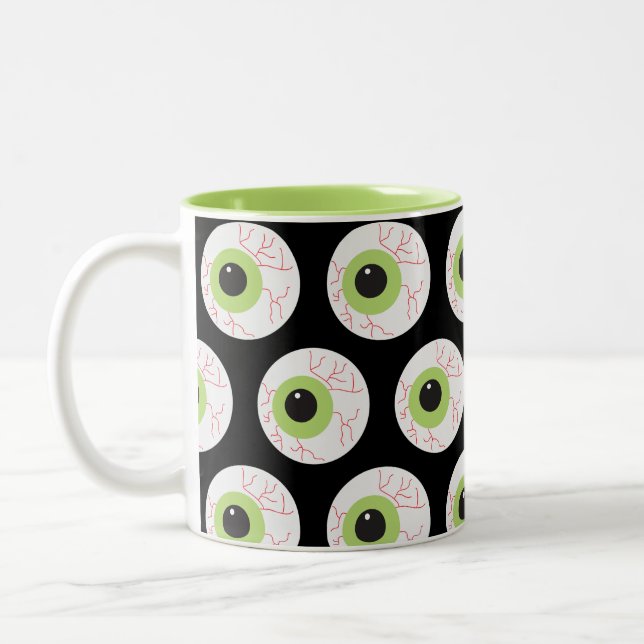 Halloween Scary Eyeball Two-Tone Coffee Mug (Left)