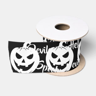 Halloween Scary Face Jack-O-Lantern Custom Satin Ribbon