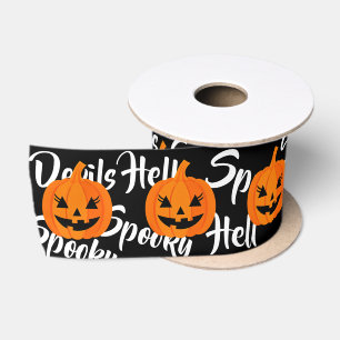 Halloween Scary Face Jack-O-Lantern Custom Satin Ribbon