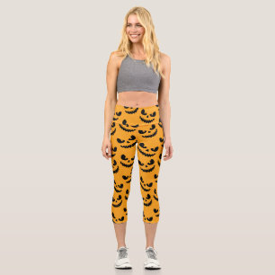 Halloween: scary faces, vintage style. capri leggings