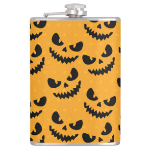 Halloween: scary faces, vintage style. hip flask