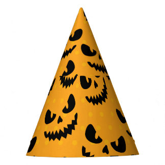 Halloween: scary faces, vintage style. party hat